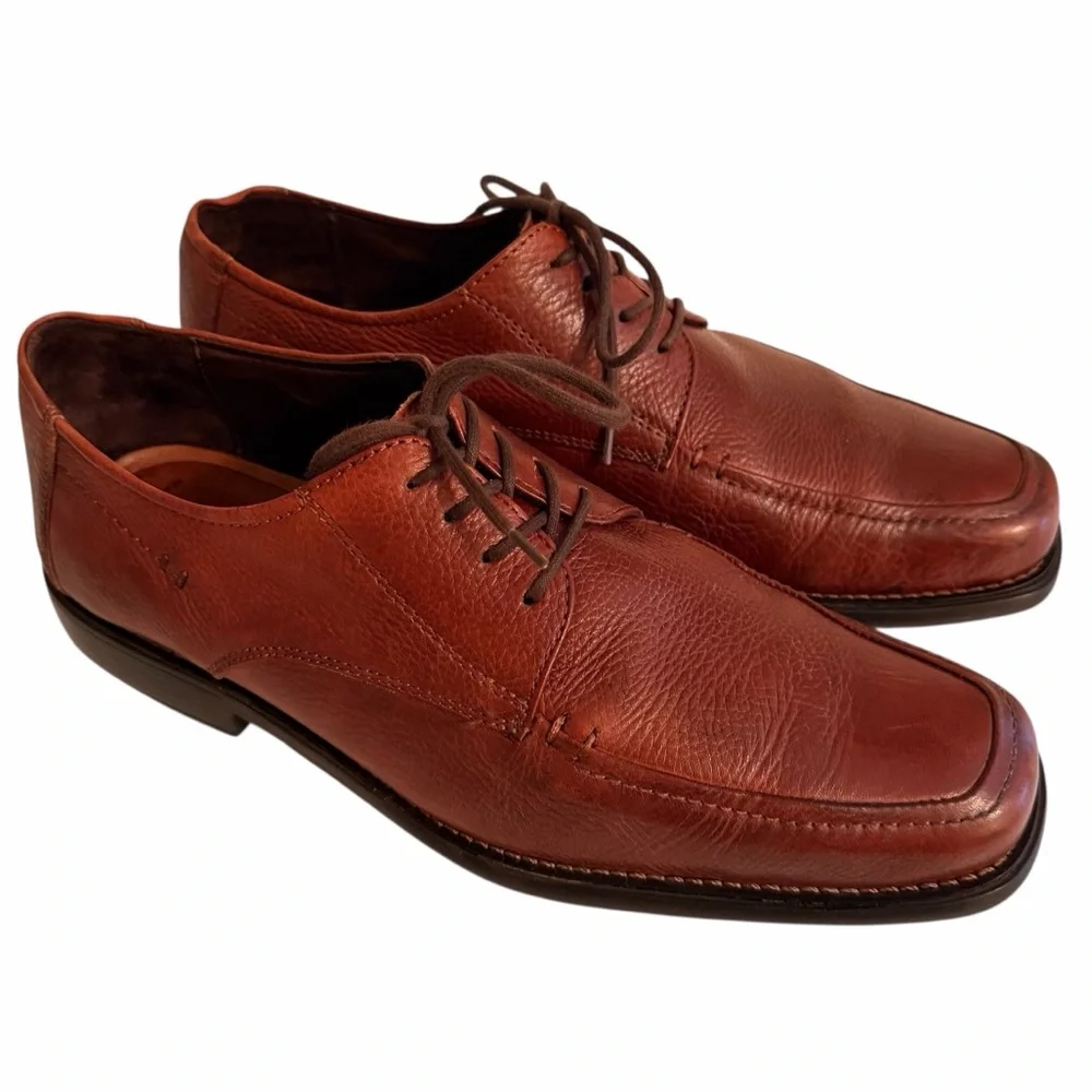 Johnson and Murphy Brown Pebble Grain Leather Lace Up Shoe 10